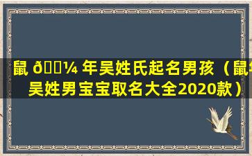 鼠 🐼 年吴姓氏起名男孩（鼠年吴姓男宝宝取名大全2020款）